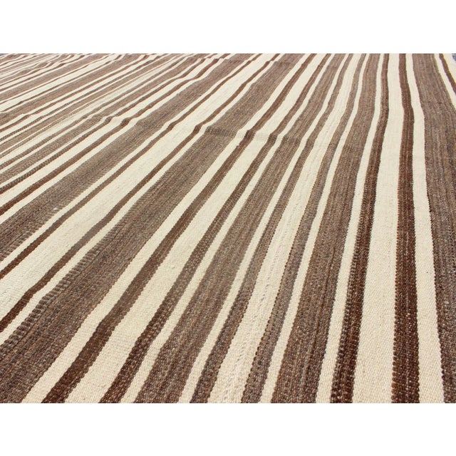 Vintage Turkish Flat-Weave in Muted Colored Kilim in Taupe, Brown and Cream For Sale In Atlanta - Image 6 of 7