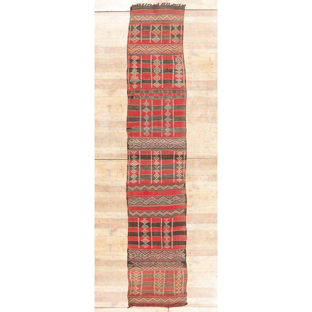 Vintage Zemmour Moroccan Kilim Rug, 03'02 X 16'04 For Sale - Image 10 of 11
