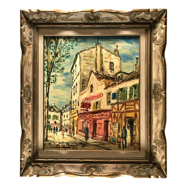 Robert Le Berger, Montmartre Place Du Tertre, 1960s, Oil on Canvas For Sale