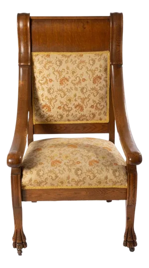 Early 1900s Empire Revival Oak Paw Foot Chair