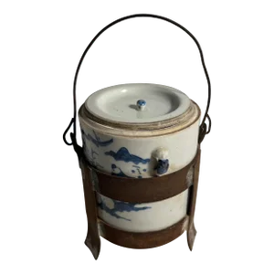 19th Century Qing Dynasty Chinese Porcelain Ginseng Cooker Steamer With Lid