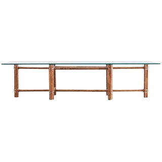 McGuire Bamboo Rattan Low Cocktail Table For Sale