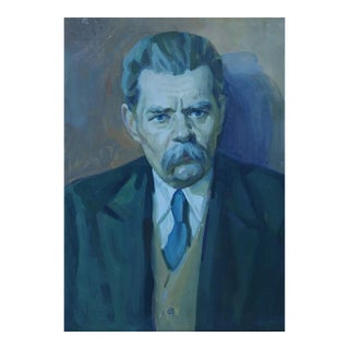Maxim Gorky Portrait, Original Soviet Oil Painting on Canvas, 1970s 50-70 For Sale