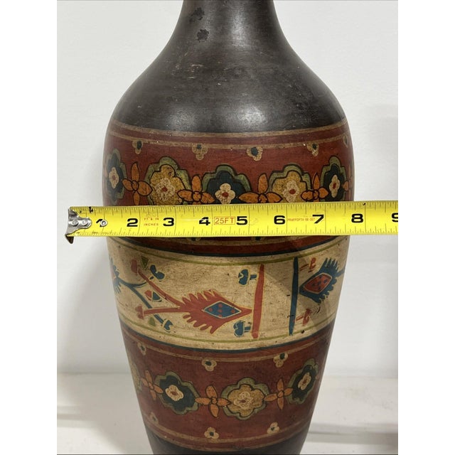 Sculpture Materials Large Spanish Hand-Painted Vintage Terracotta Vase For Sale - Image 7 of 10