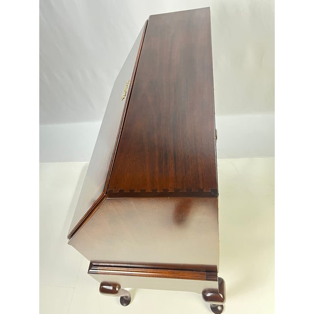 Vintage Queen Anne Style Mahogany Slant-Front Bureau Secretary Desk For Sale - Image 14 of 17