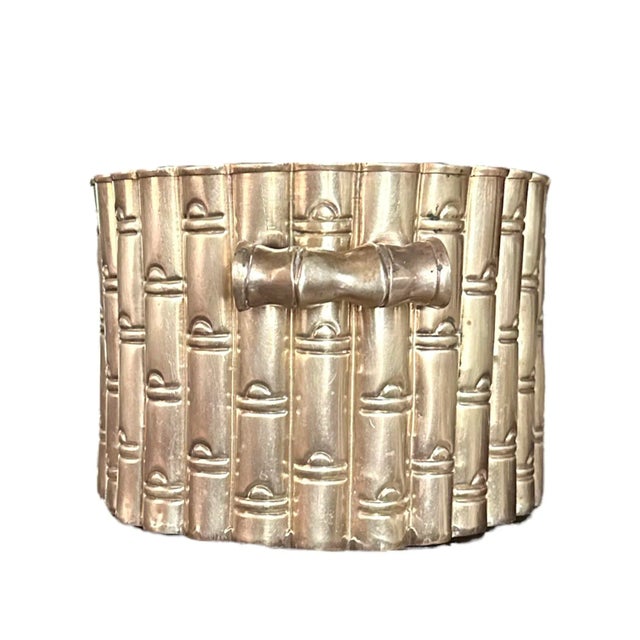 Mottahedeh Vintage Large Brass Faux Bamboo Footbath Style Cachepot / Cache Pot / Planter / Jardinere / Wine Cooler, in the Manner of Mottahedeh For Sale - Image 4 of 7