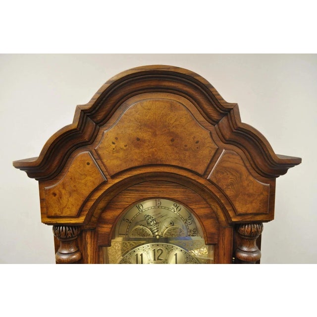 Vintage "The Walden Ridge" Ridgeway Standing Oak Tall Case Grandfather Clock For Sale - Image 4 of 12