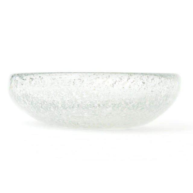 Mid-Century Modern Vintage Murano Seguso Silver Foil Aventurine Chunky Glass Bowl For Sale - Image 3 of 9