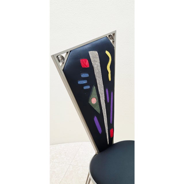 1990s Memphis Inspired Artist-Made Steel and Textile Chair For Sale - Image 5 of 13