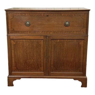 19th Century English Mahogany Secretary Chest of Drawers, 1890s For Sale