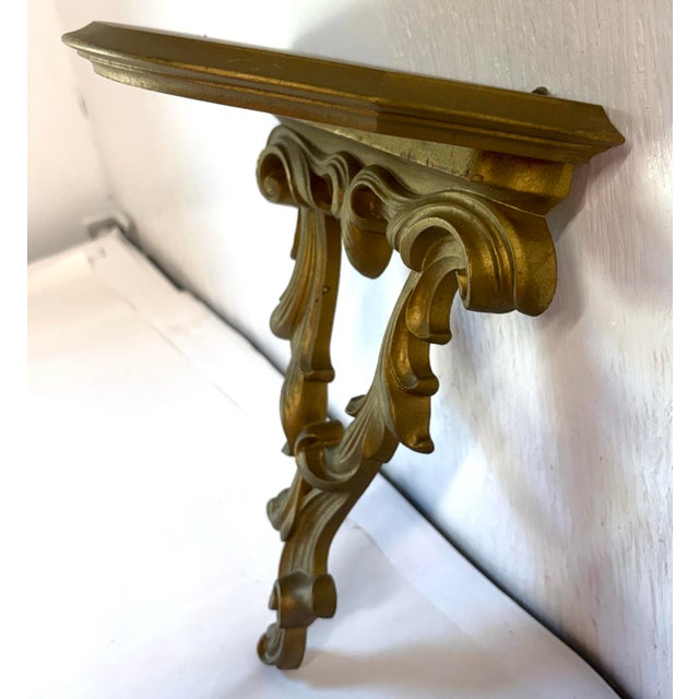 Syroco Vintage Syroco Wood Gold Wall Shelf For Sale - Image 4 of 9