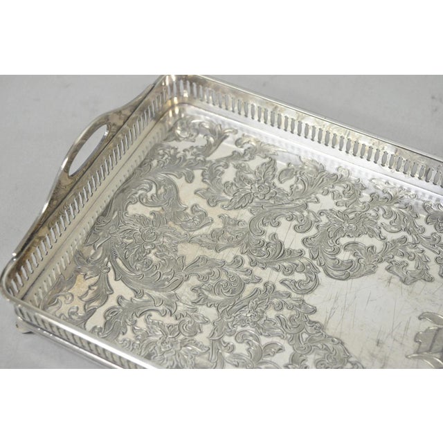 Antique Wilcox Victorian Engraved Narrow Silver Plated Trinket Dish "B" Monogram For Sale In Philadelphia - Image 6 of 16