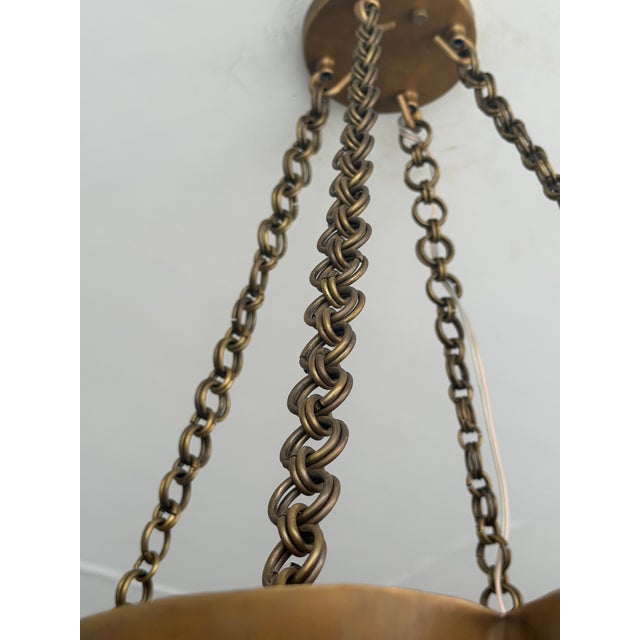 Metal Handmade European Style Pure Brass Scalloped Pendant Light. For Sale - Image 7 of 10