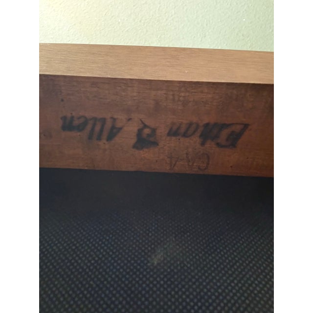 Wood Vintage Ethan Allen Cane Back Dining Chairs- Set of 6 For Sale - Image 7 of 12