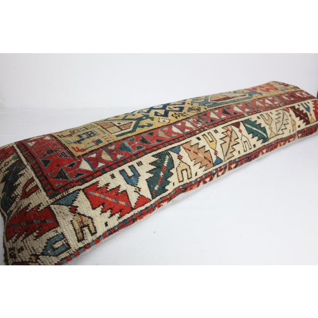 Antique Caucasian Shirvan Yellow Tone Rug Pillow Cushion Cover -16'' X 47'' For Sale - Image 4 of 11