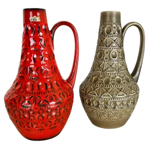 Multi-Color Fat Lava Art Pottery Vases from Bay Ceramics, Germany, Set of 2