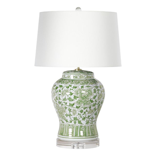 Regina Andrew Briar Chinoiserie Floral Ceramic Table Lamp, Green For Sale
