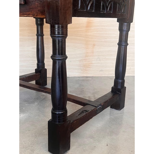 18th Spanish Console Table with Carved Drawers and Original Hardware For Sale - Image 12 of 18