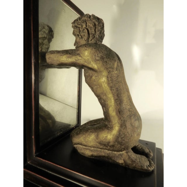 Modern Mid-20th Century Kneeling Men on Wooden Bookends With Mirrors For Sale - Image 3 of 11