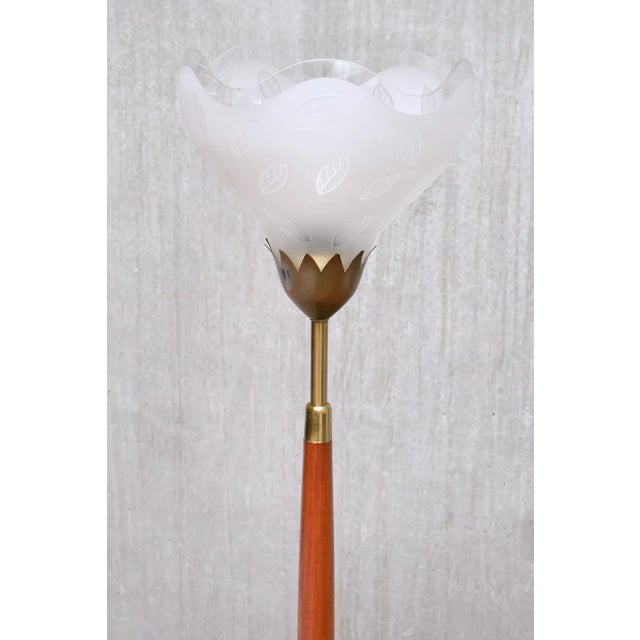 Wood Vintage Swedish Floor Lamp in Mahogany by Carl Fagerlund for Orrefors, 1950s For Sale - Image 7 of 15