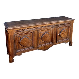 Spanish Renaissance Revival Oak Sideboard with Three Doors, 1930s For Sale