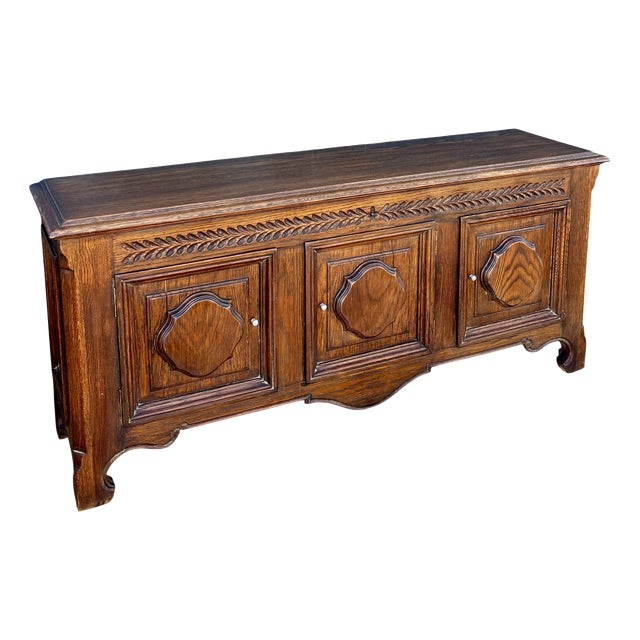 Spanish Renaissance Revival Oak Sideboard with Three Doors, 1930s For Sale