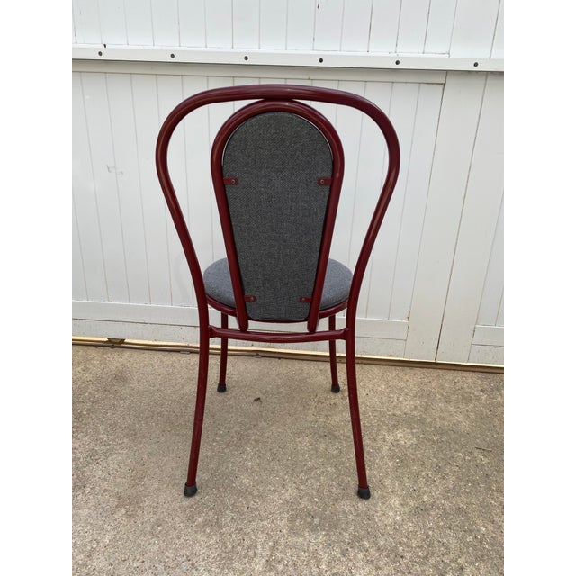Burgundy Fabric and Metal Bistro Chair, 1990 For Sale - Image 17 of 18