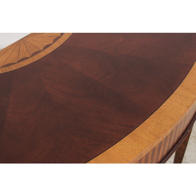 Brown Ethan Allen Inlaid Mahogany Console Hall Table For Sale - Image 8 of 18