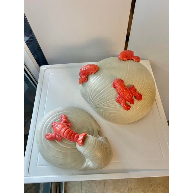 Red Vintage Ceramic Snail & Lobster Tureen For Sale - Image 8 of 10