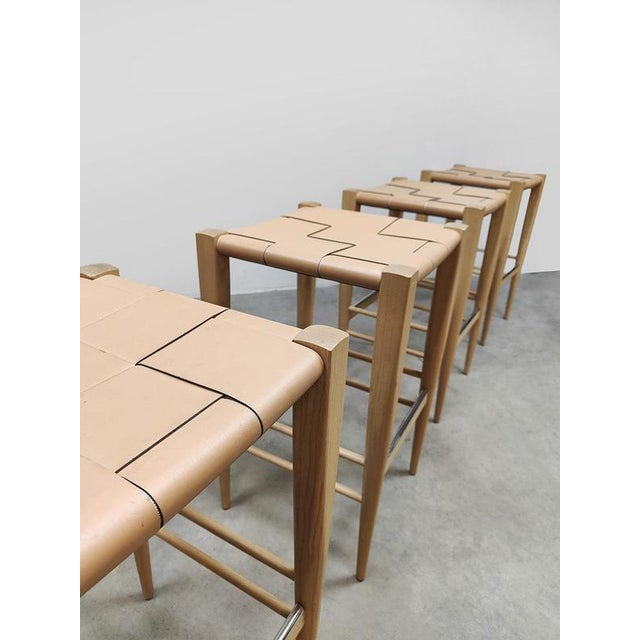 Italian Vincent Bar Stools by Werther Toffoloni for Billiani, Set of 4 For Sale - Image 5 of 5