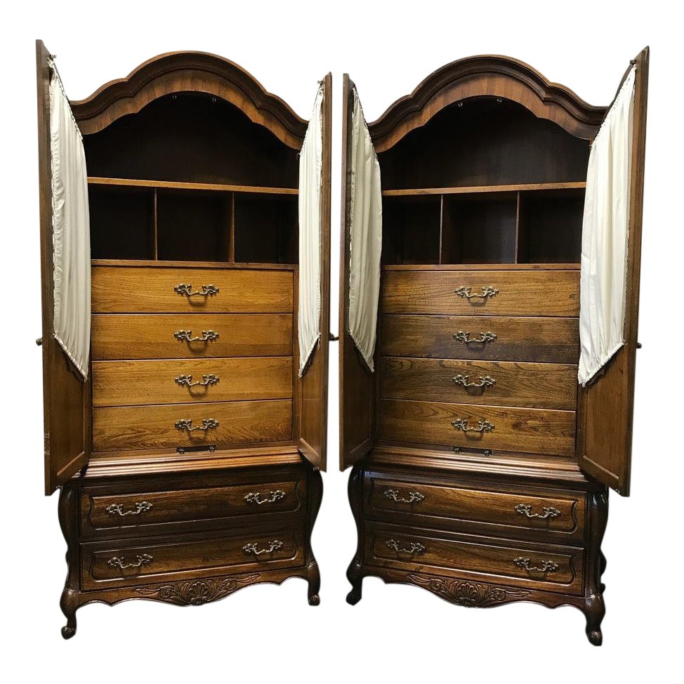 Hickory Manufacturing Co Oak French Country Style ArmoiresA Pair
