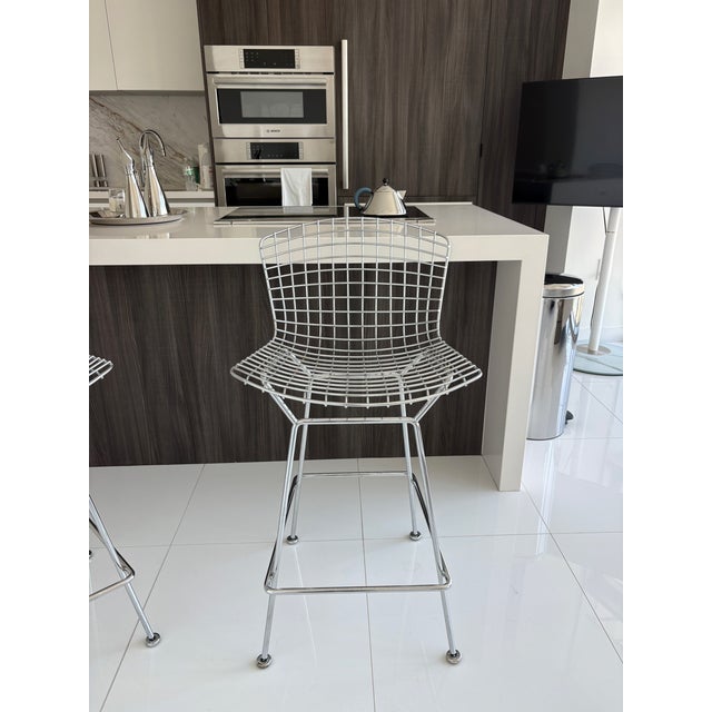 Harry Bertoia Bar Stools for Knoll | Polished Chrome | Set of 2 For Sale - Image 12 of 15