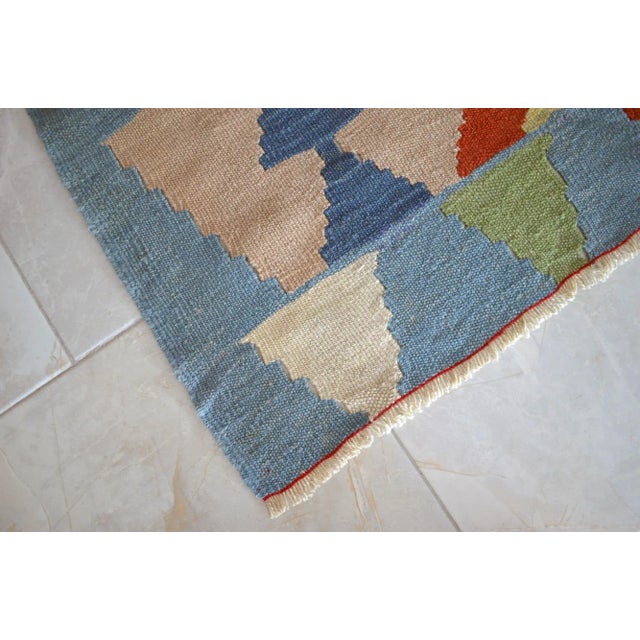 1960s Vintage Oushak Rug Handmade Turkish Kilim Rug - 6′1″ X 9′ For Sale - Image 9 of 11