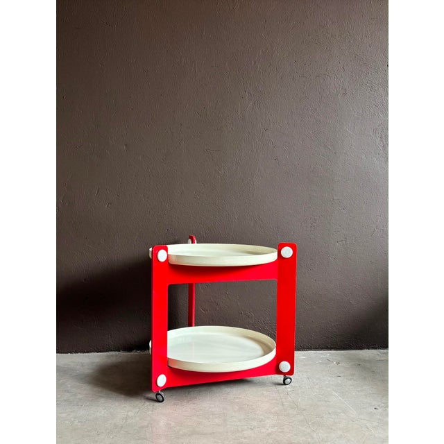 1970s Serving Trolley in Red and White by Luigi Massoni for Guzzini, 1970s For Sale - Image 5 of 5
