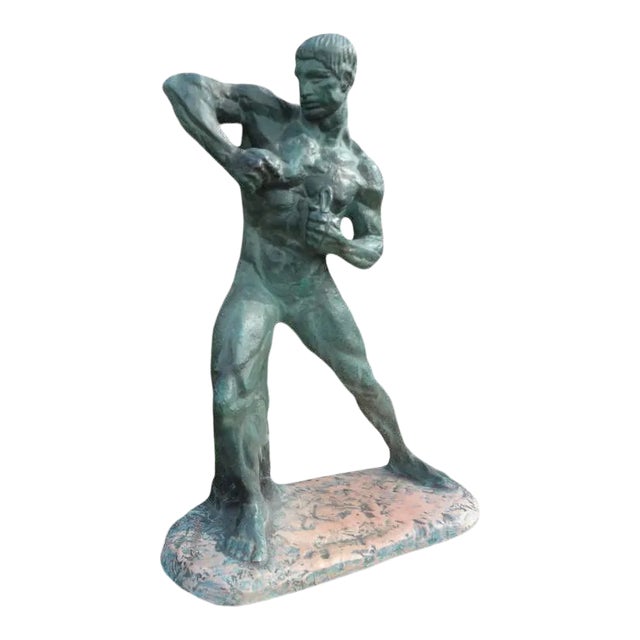 1930's French Art Deco Terracotta Sculpture, Signed Bargas For Sale