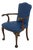 Eagle Carved Arm Blue Leather Armchair For Sale