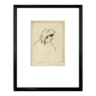 Early 20th Century Miniature Etching, Portrait of an Old Woman by Ralph Sweet For Sale