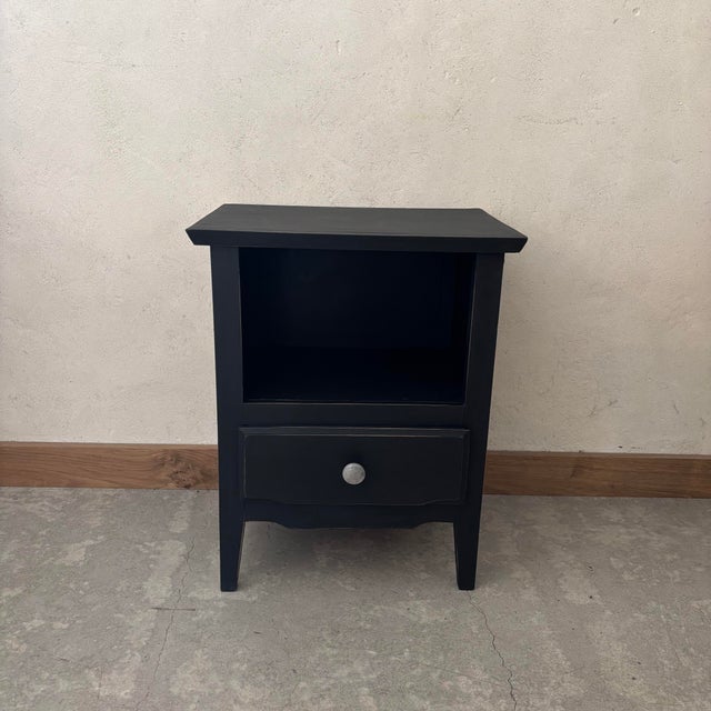 Small Black Wooden Bedside Table For Sale - Image 6 of 6