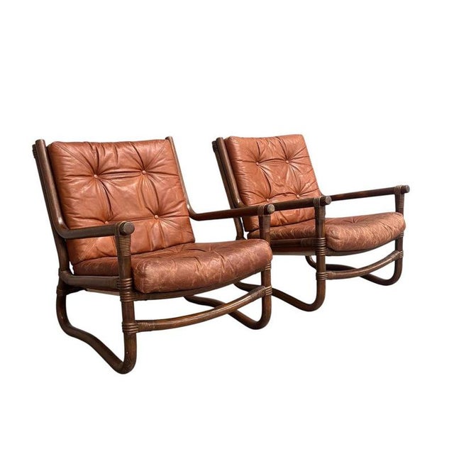 Vintage Bamboo and Leather Chairs, 1970s, Set of 2 For Sale - Image 15 of 15