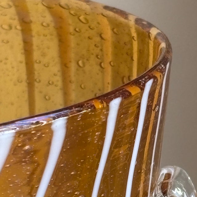 Vintage 1970s Venini for Disaronno Murano Glass Ice Bucket, Amber & White For Sale - Image 13 of 17