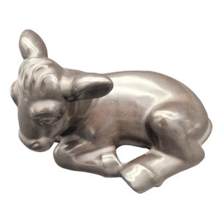 Ceramic Calf Figurine by Ludwig König for the Majolika Karlsruhe, 1930 For Sale