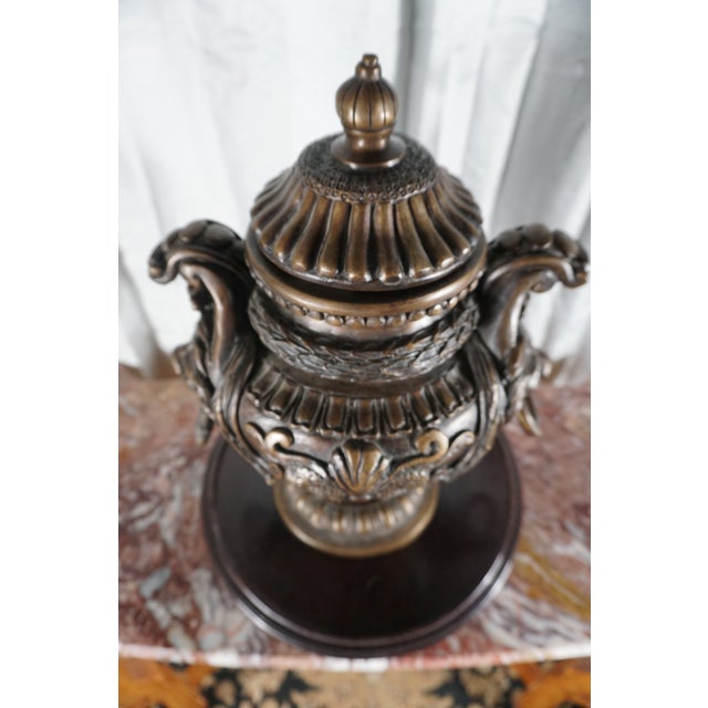 Grand Neoclassical Lion Head Urn With Ring Handles For Sale - Image 9 of 9