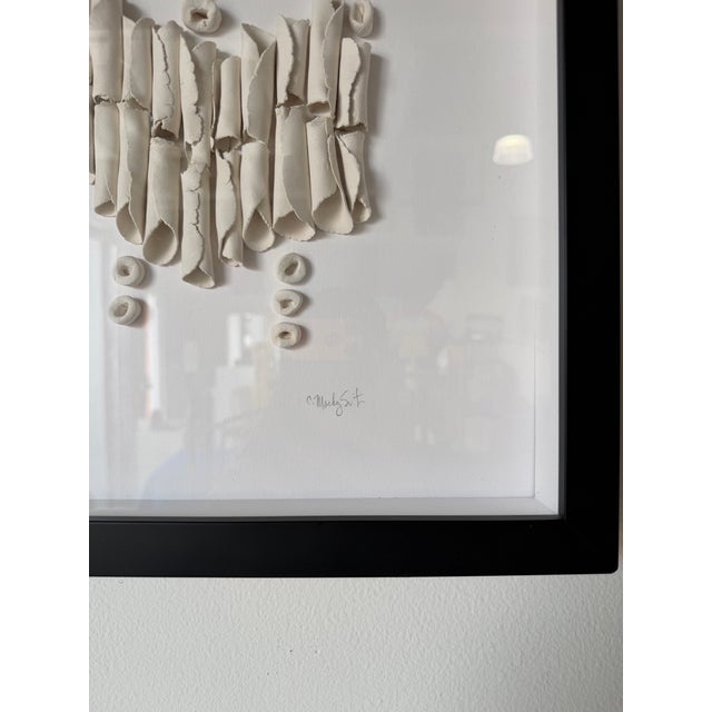 1990s Vintage Signed C. Marhg Sirt Organic Ceramic Wall Sculpture in Shadow Box Frame For Sale - Image 9 of 12