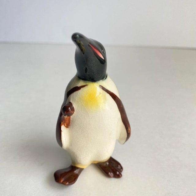 Vintage Emperor Penguin Figurine Hand Painted Ceramic Miniature Statue Such a fun little piece, great to add to your...