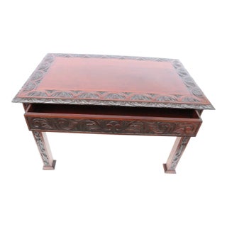 Antique American Victorian Heavily Carved Mahogany Center Table, 19th For Sale