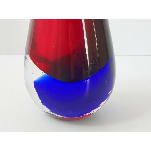 Mid-Century Modern Red and Blue Murano Glass Vase, 1960s For Sale - Image 3 of 6