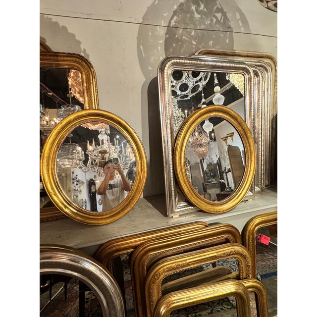 French Louis Philippe Oval Giltwood Mirrors For Sale - Image 10 of 11