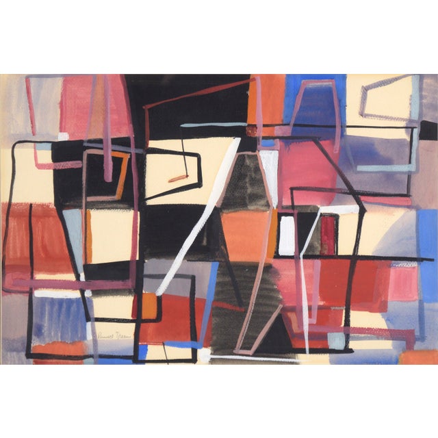 Bold and balanced abstract composition by Russell Green (American, 1910-1986). Completed in Green's characteristic style,...