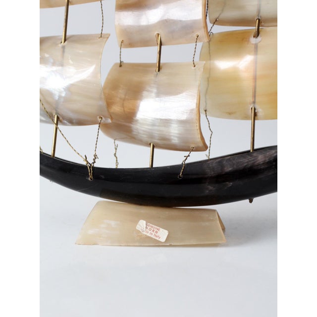 Mid-Century Italian Genuine Horn Ship Model For Sale - Image 11 of 13