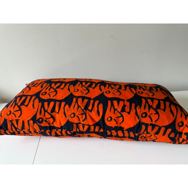 Early 21st Century Hand Dyed Elephant Block Print Lumbar Pillow For Sale - Image 4 of 8